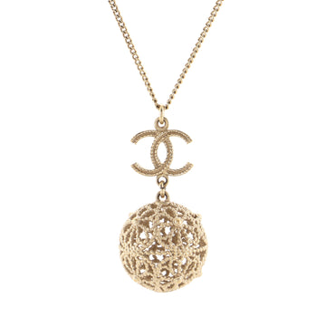 Chanel CC Floral Ball Pendant Necklace Metal