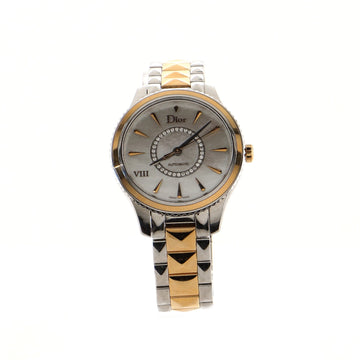 Christian Dior VIII Montaigne Automatic Watch Stainless Steel and Rose Gold with Mother of Pearl and Diamonds 32