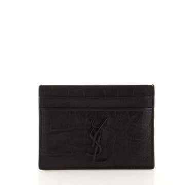 Saint Laurent Classic Monogram Card Holder Crocodile Embossed Leather
