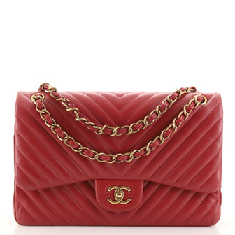 Chanel Classic Double Flap Bag Chevron Lambskin Jumbo