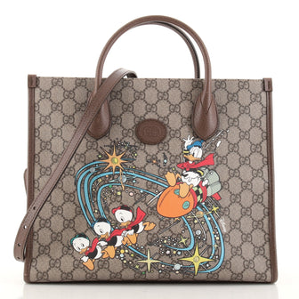 Gucci Disney Donald Duck Convertible Tote Printed GG Coated Canvas