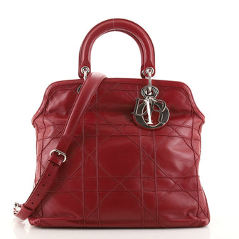 Christian Dior Granville Satchel Cannage Quilt Leather Medium