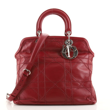 Christian Dior Granville Satchel Cannage Quilt Leather Medium