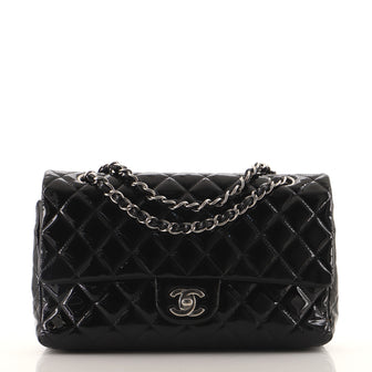 Chanel Classic Double Flap Bag Quilted Patent Medium