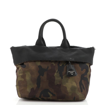 Prada Convertible Double Tote Printed Tessuto
