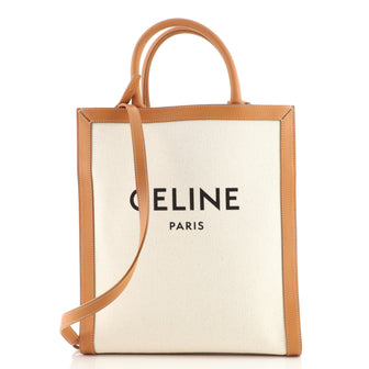 Celine Vertical Cabas Tote Canvas with Leather Small