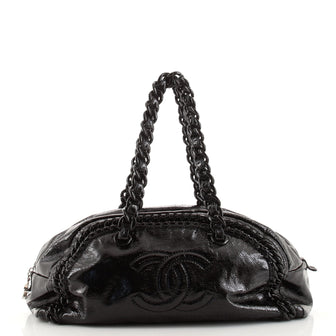 Chanel Resin Luxe Ligne Bowler Bag Patent Large