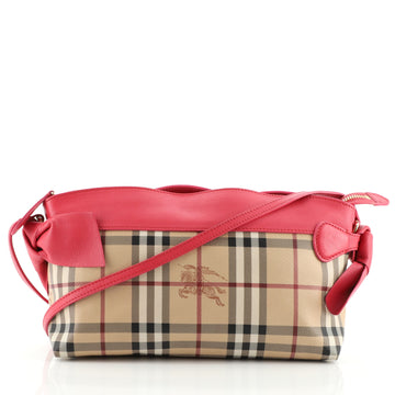 Burberry Bow Tie Crossbody Haymarket Canvas and Leather