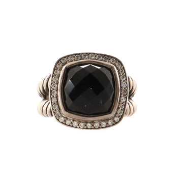 David Yurman Albion Ring Sterling Silver with Onyx and Diamonds 11mm