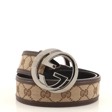 Gucci Interlocking G Belt GG Canvas with Leather Wide