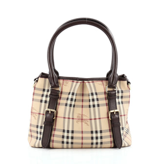 Burberry Northfield Convertible Tote Haymarket Coated Canvas Small