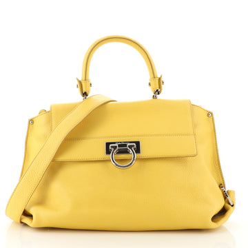 Salvatore Ferragamo Sofia Satchel Pebbled Leather Medium