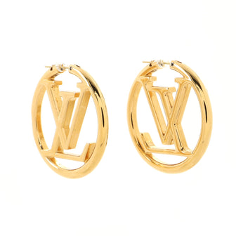 Gold Metal LV Louise Hoop Earrings