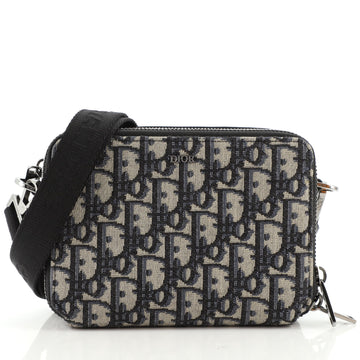 Christian Dior Double Zip Crossbody Pouch Oblique Canvas