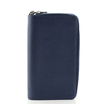 Prada Double Zip Organizer Wallet Saffiano Leather