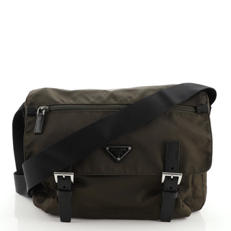 Prada Zip Buckle Messenger Bag Tessuto Medium