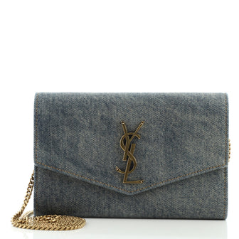 Saint Laurent Uptown Chain Wallet Denim