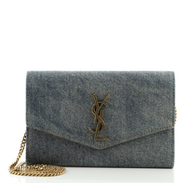 Saint Laurent Uptown Chain Wallet Denim