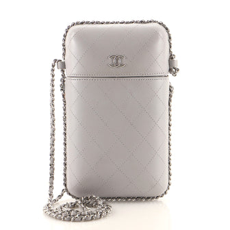 Chanel Chain Around Phone Holder Box Crossbody Quilted Lambskin at