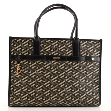 Versace La Greca Signature Tote Printed Coated Canvas Medium