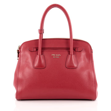 Prada Cuir Frame Double Zip Tote Saffiano Leather Small