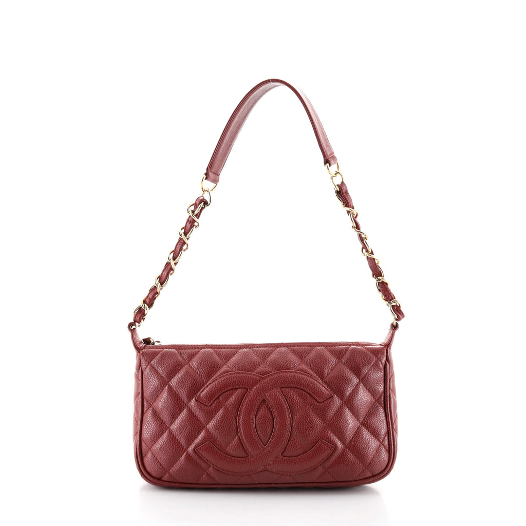 Chanel Timeless CC Chain Shoulder Bag Quilted Caviar Small Red 1139821