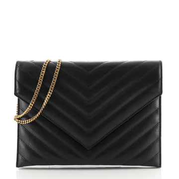 Saint Laurent Tribeca Chain Wallet Matelasse Chevron Leather