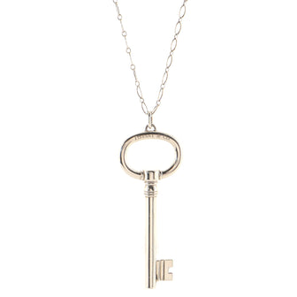 Tiffany & Co. Oval Key Pendant Necklace Sterling Silver XL