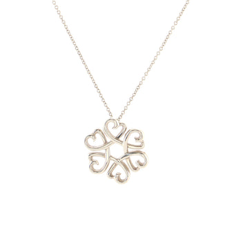 Tiffany & Co. Paloma Picasso Loving Heart Flower Pendant Necklace Sterling Silver