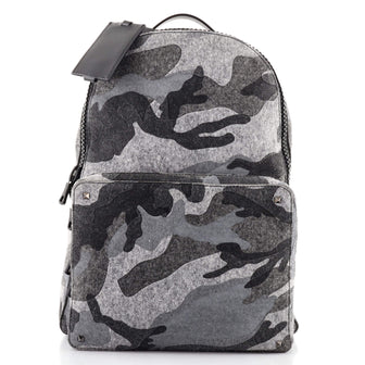 Valentino Rockstud Backpack Camouflage Felt Large
