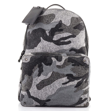 Valentino Rockstud Backpack Camouflage Felt Large