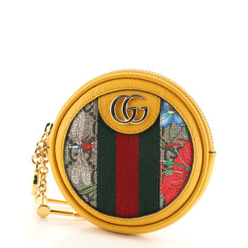 Gucci Ophidia Round Coin Purse Flora GG Coated Canvas