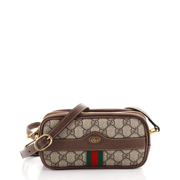 Gucci Ophidia Triple Zip Crossbody Bag GG Coated Canvas Mini