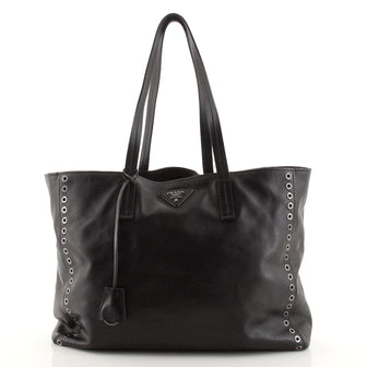 Prada Grommet Shopper Tote City Calf Large