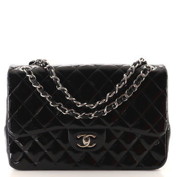 Chanel Classic Double Flap Bag Quilted Patent Jumbo