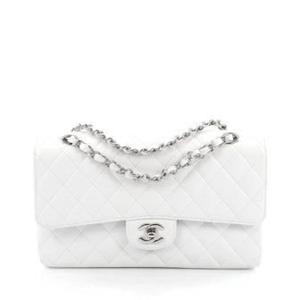 Chanel Classic Double Flap Bag Quilted Caviar Medium White