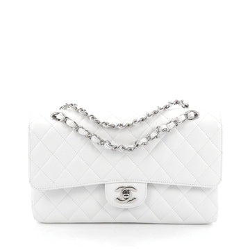 Chanel Classic Double Flap Bag Quilted Caviar Medium White