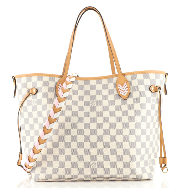 Louis Vuitton Neverfull NM Tote Damier with Braided Detail MM White 1442932