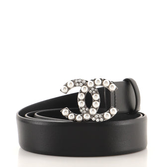 Chanel CC Belt Leather and Metal with Faux Pearls and Crystals Medium