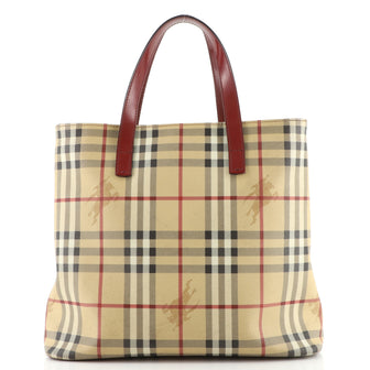 Burberry Top Handle Tote Haymarket Coated Canvas Medium