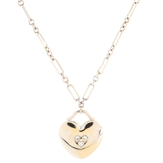Tiffany & Co. Heart Pendant Chain Necklace 18K White Gold and Diamonds