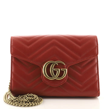 Gucci GG Marmont Chain Wallet Matelasse Leather Mini