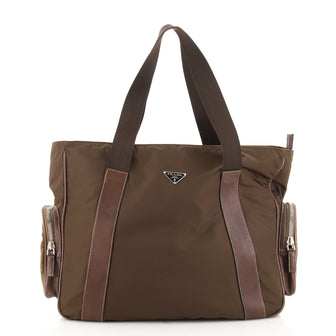 Prada Side Pocket Zipped Tote Tessuto Large