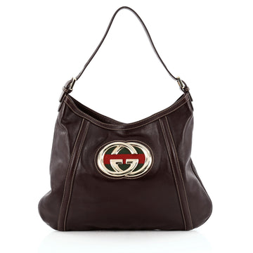 Gucci Britt Web Hobo Leather Medium