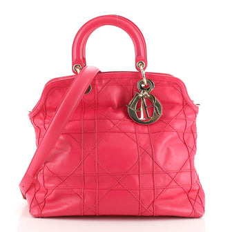Christian Dior Granville Satchel Cannage Quilt Leather Medium