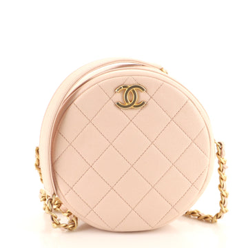 Chanel Round Chain Crossbody Bag Quilted Caviar Small