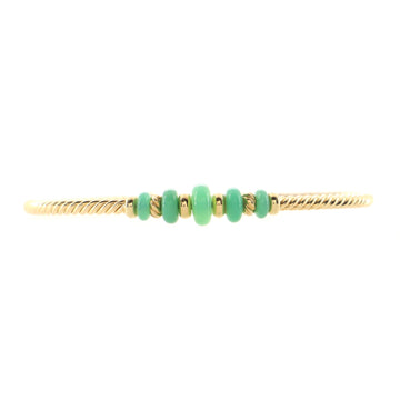 David Yurman Rio Rondelle Cabled Cuff Bracelet 18K Yellow Gold and Chrysoprase