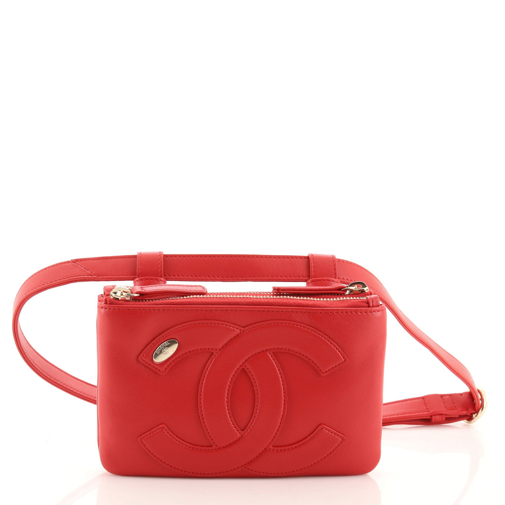 Chanel CC Mania Double Zip Belt Bag Lambskin Red 1142891