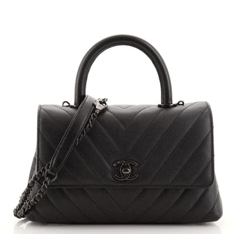 Chanel Coco Top Handle Bag Chevron Caviar Mini