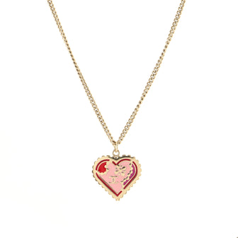 Chanel CC Heart Pendant Necklace Metal and Enamel